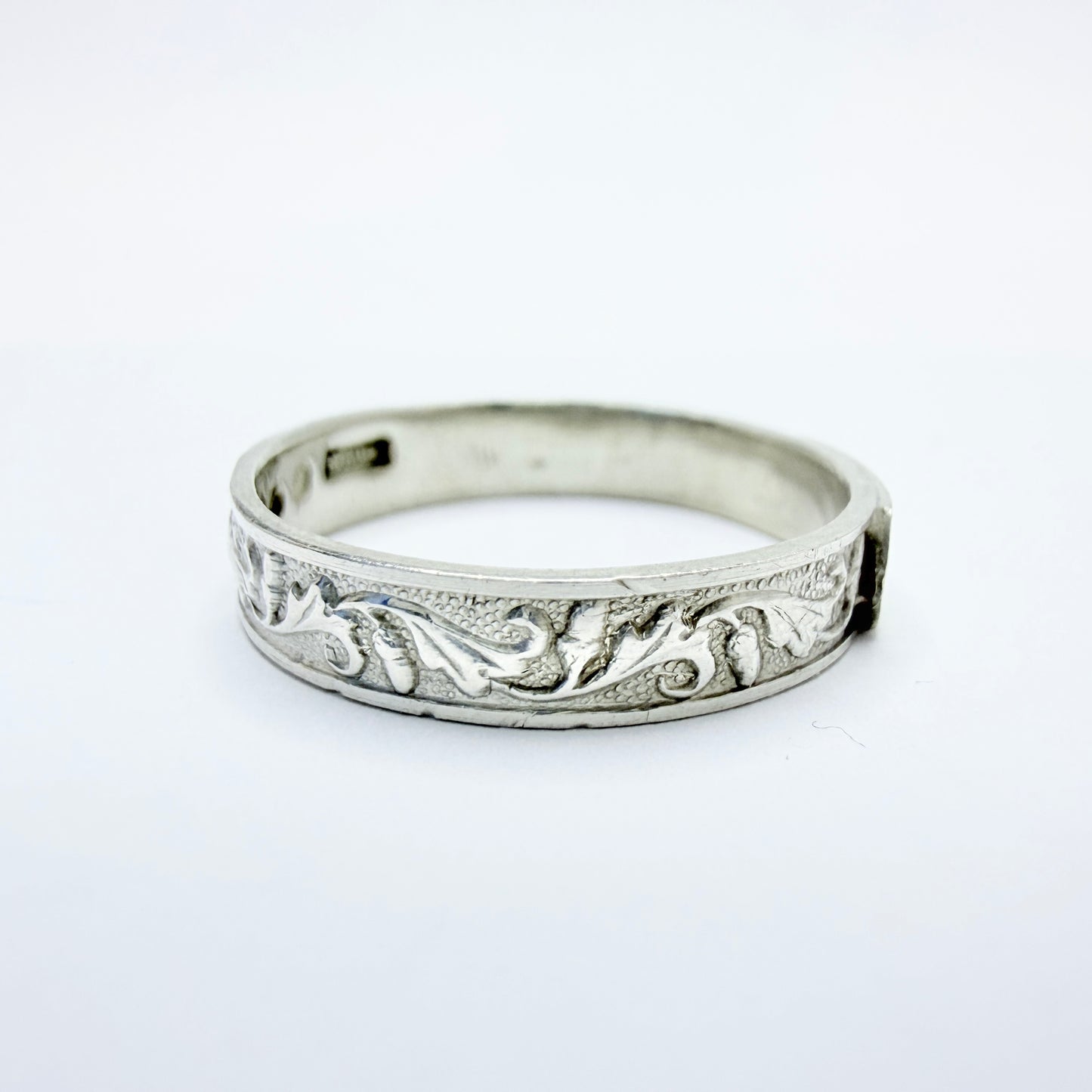 Ekström & Blohm, Sweden 1936. Vintage Solid Silver Band Monogram Ring with Unengraved Table