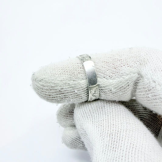 Ekström & Blohm, Sweden 1936. Vintage Solid Silver Band Monogram Ring with Unengraved Table