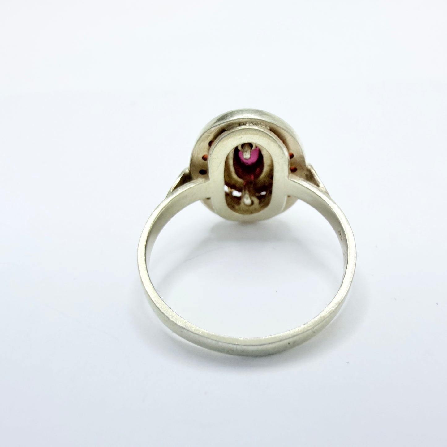 Maker HE. Vintage Gilt Solid Silver Garnet Cluster Ring.