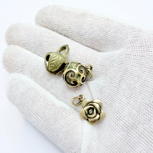 3 Vintage Scandinavian Bronze Pendants. One Older Troll-ball Pendant.