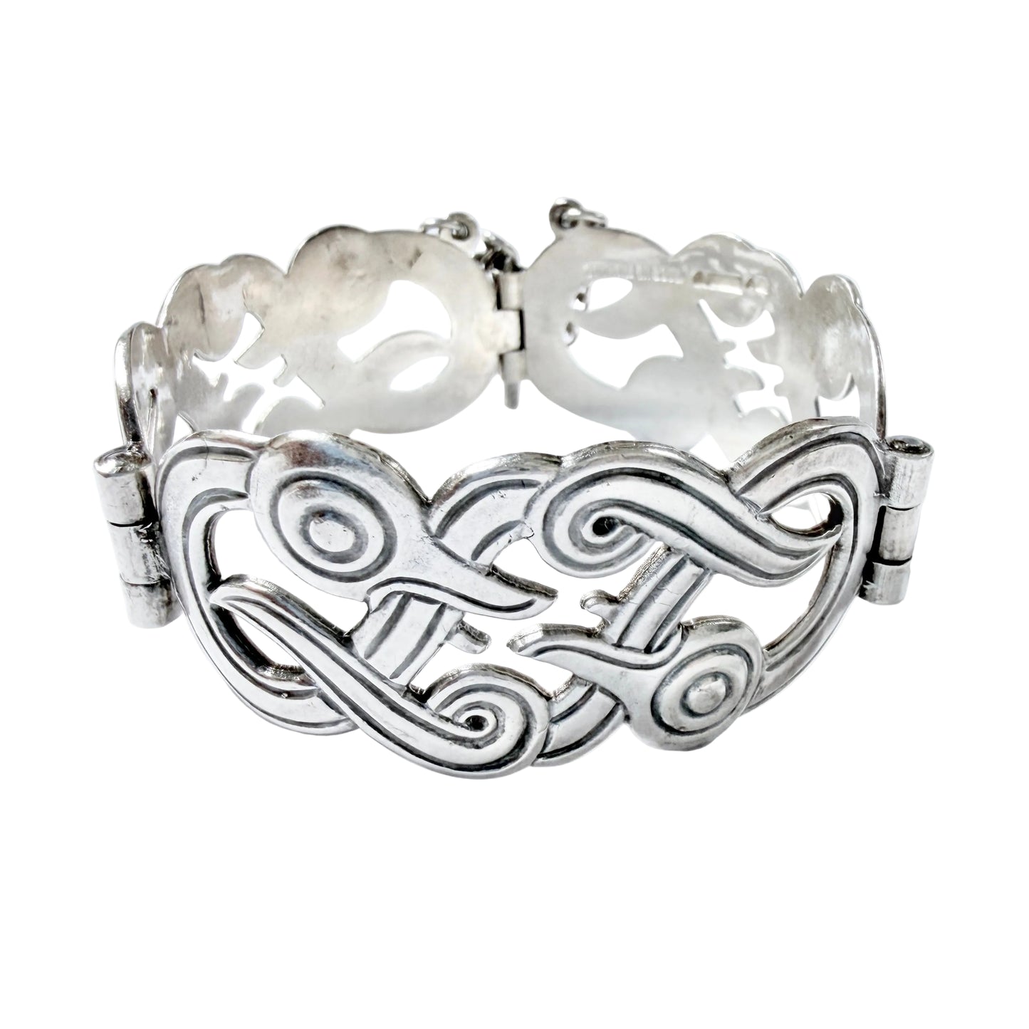 Kalevala Koru, Finland 1978. Vintage Sterling SIlver Hinged Bangle Bracelet.