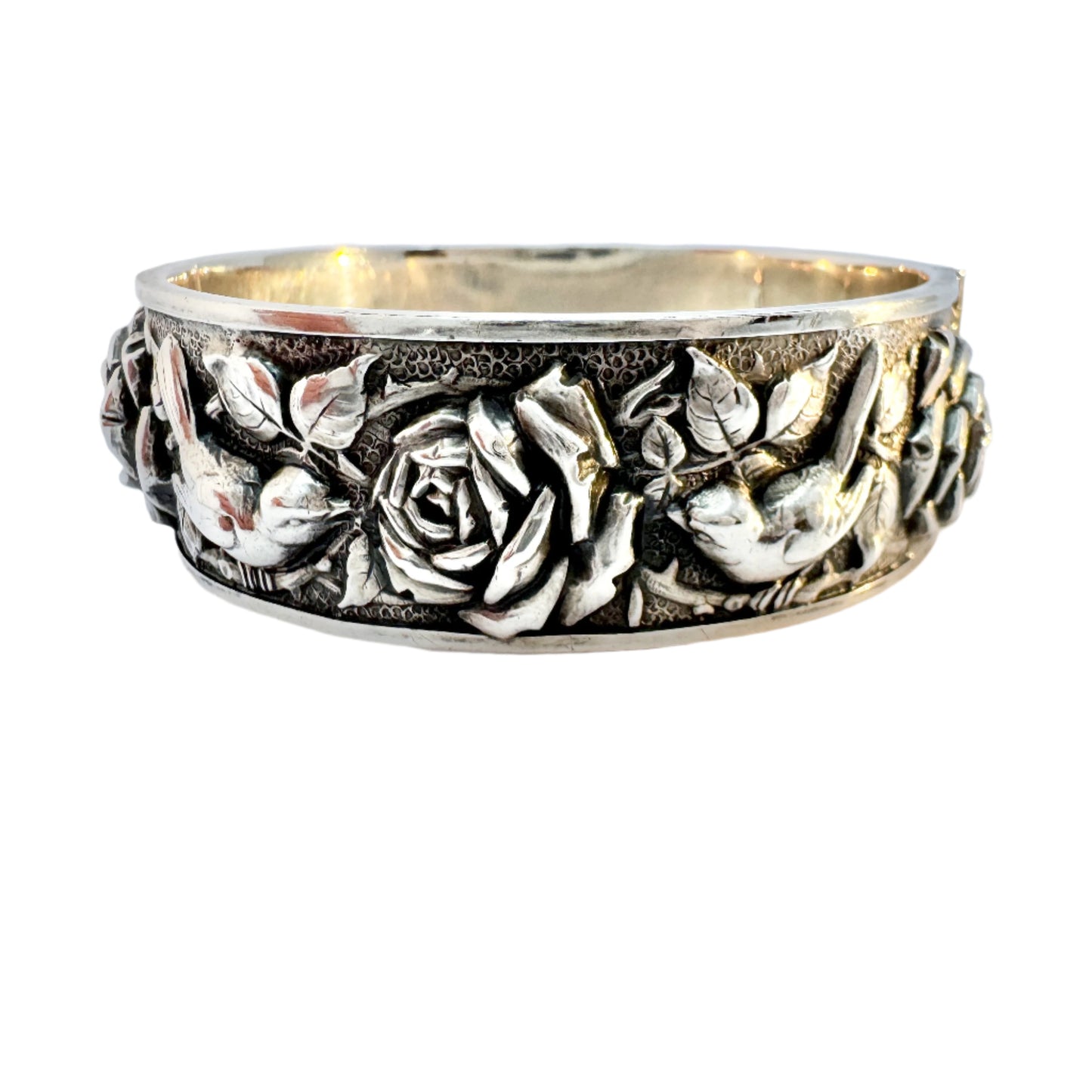 Kollmar & Jourdan. Germany 1940s. Vintage Doves and Roses Peace Hinged Bracelet.