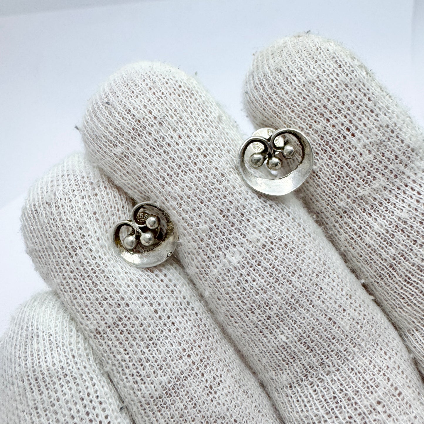 Alton, Sweden ca 1960. Vintage Solid Silver Earrings.