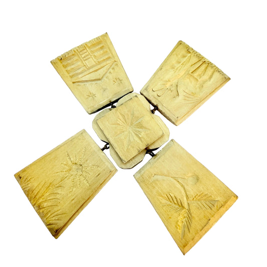 Antique Scandinavian Folk Art Wood Butter Mold. (Trivet)