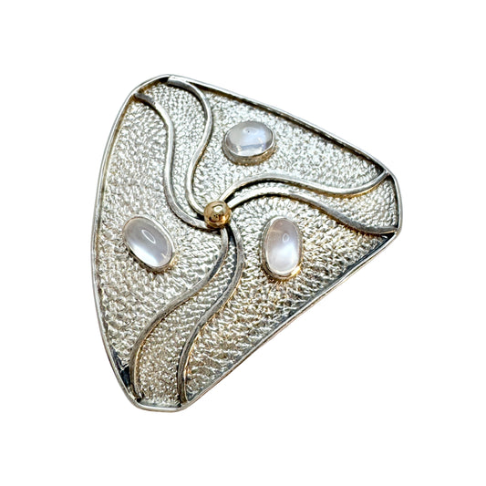 Sweden year 1956. Vintage Sterling Silver Moonstone Brooch.