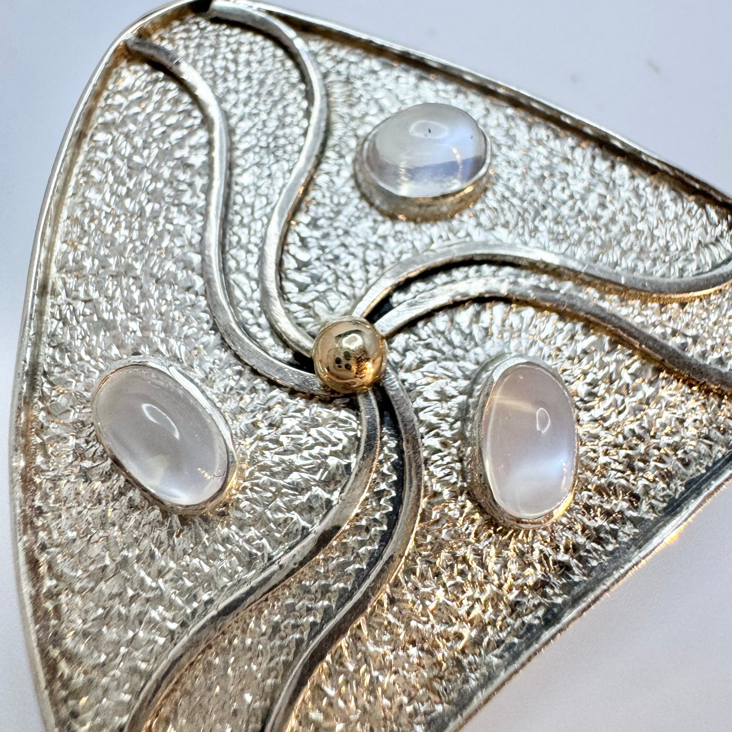 Sweden year 1956. Vintage Sterling Silver Moonstone Brooch.