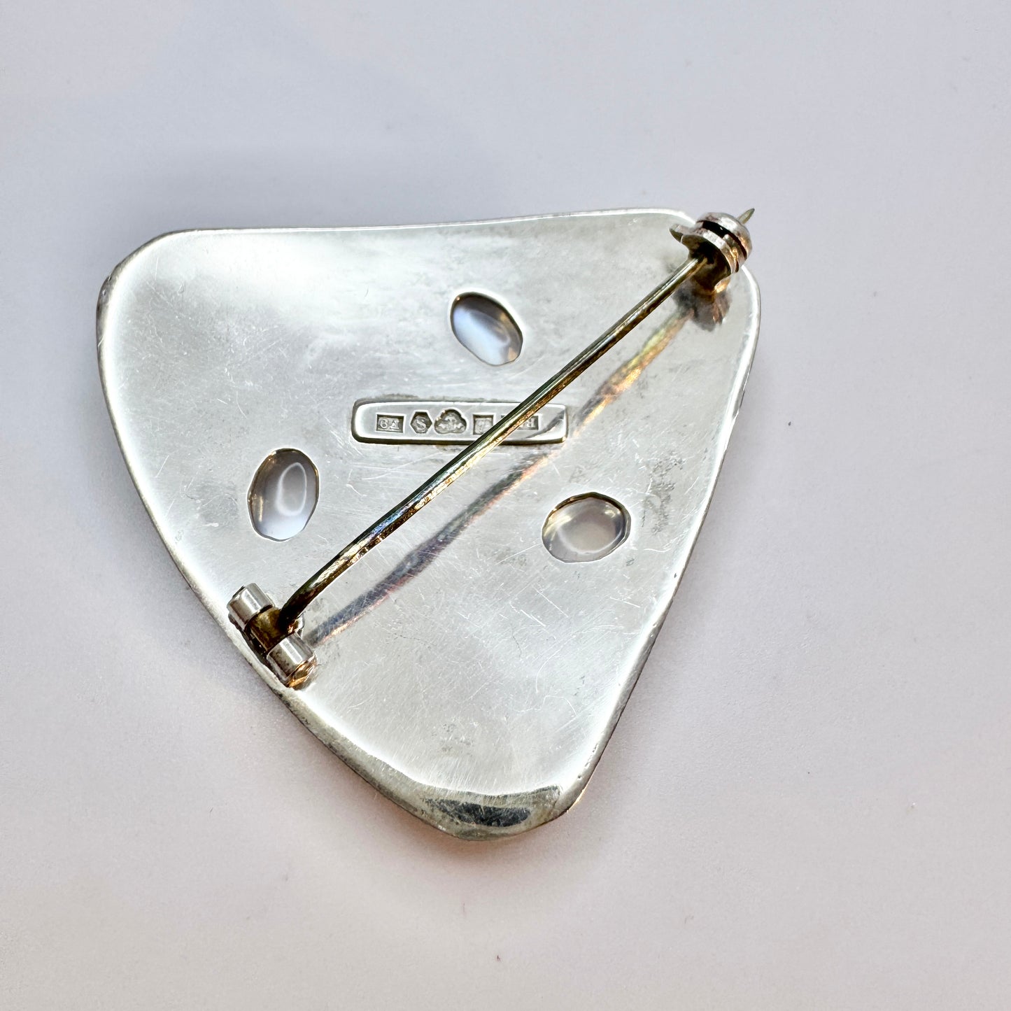 Sweden year 1956. Vintage Sterling Silver Moonstone Brooch.
