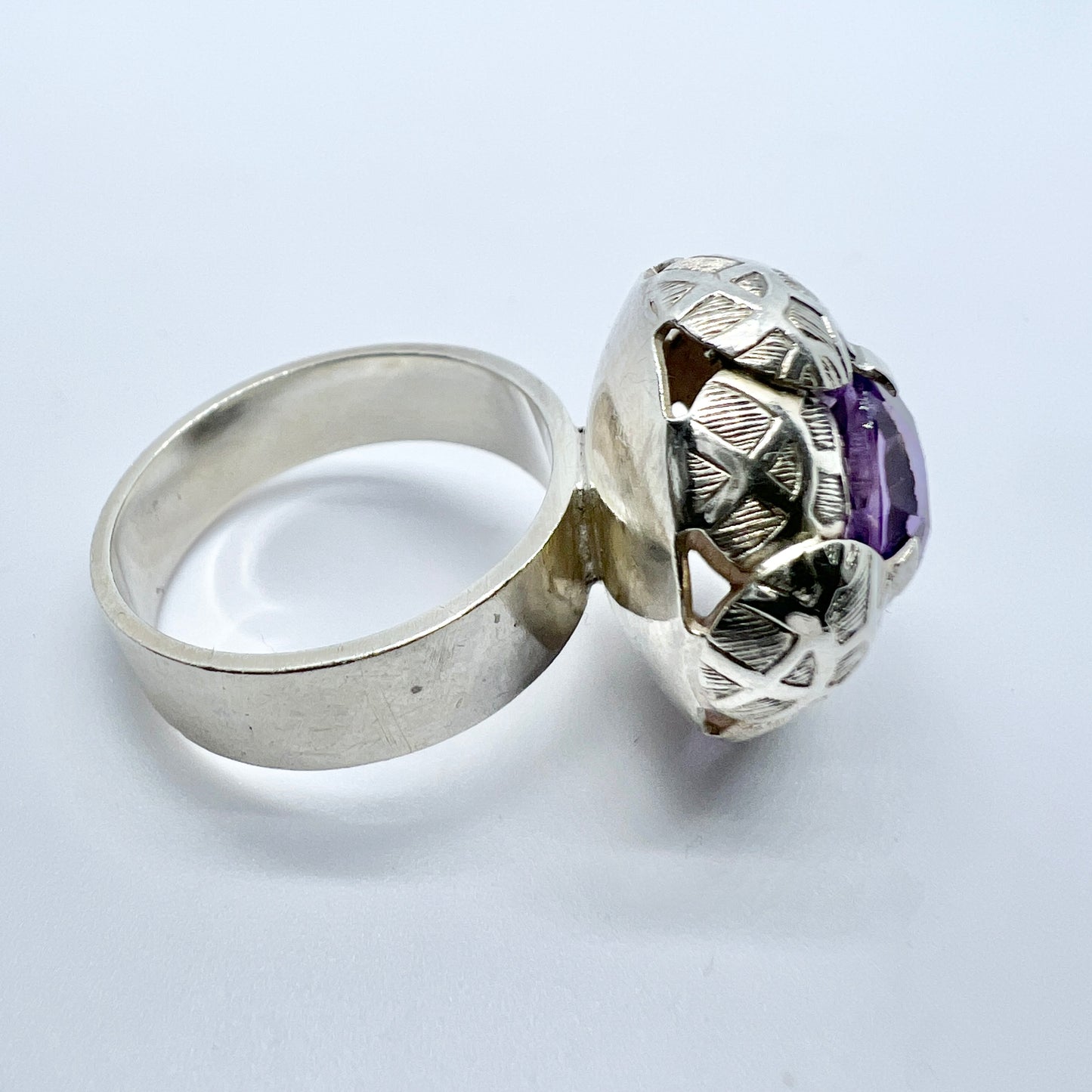 Elis Kauppi, Kupittaan Kulta Finland 1969. Vintage Sterling Silver Amethyst Ring.