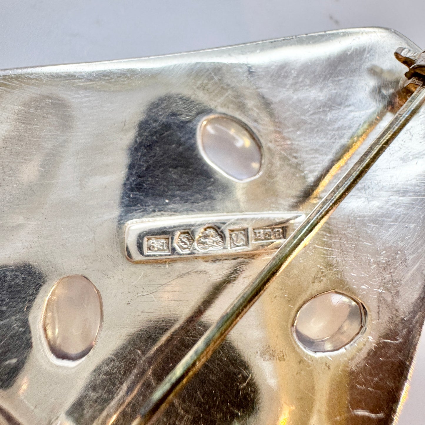 Sweden year 1956. Vintage Sterling Silver Moonstone Brooch.