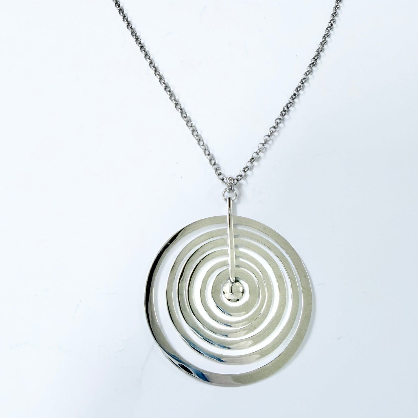 Tapio Wirkkala for Kultakeskus Finland. Vintage Sterling Silver Pendant Necklace. Design Silver Moon.