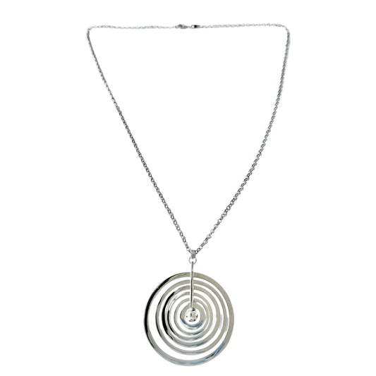Tapio Wirkkala for Kultakeskus Finland. Vintage Sterling Silver Pendant Necklace. Design Silver Moon.