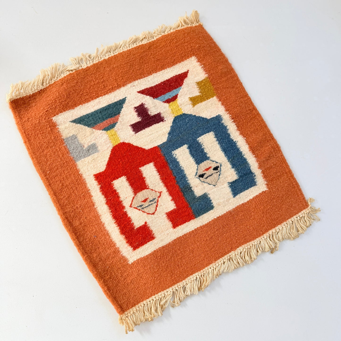 Tunisia. Vintage 1960-70s Wool Tapestry Wall Art.