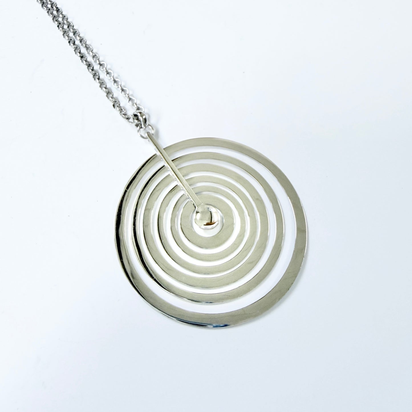 Tapio Wirkkala for Kultakeskus Finland. Vintage Sterling Silver Pendant Necklace. Design Silver Moon.