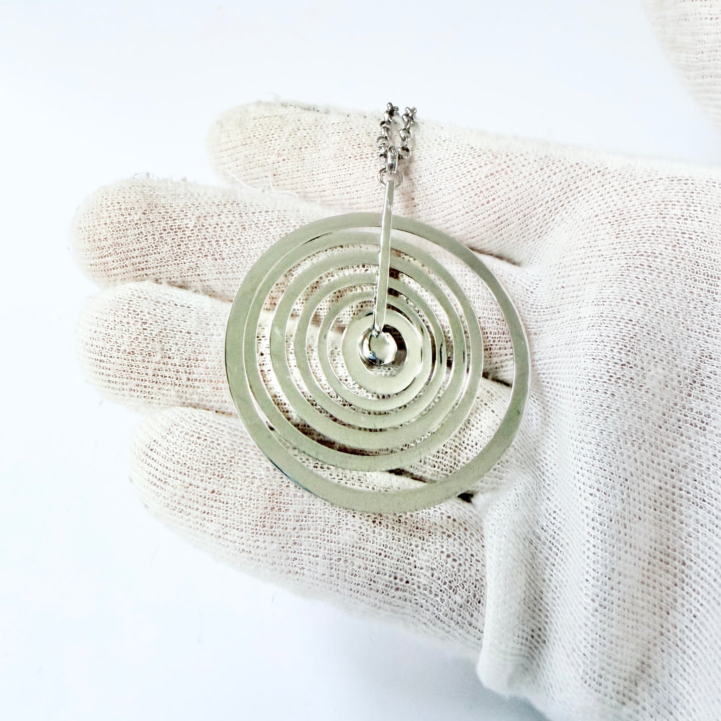 Tapio Wirkkala for Kultakeskus Finland. Vintage Sterling Silver Pendant Necklace. Design Silver Moon.