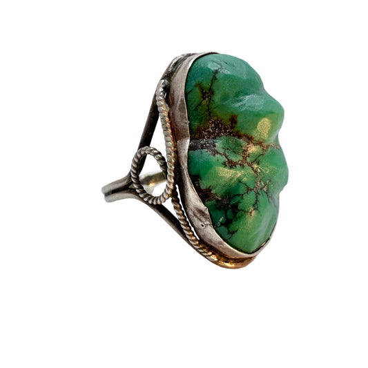 Vintage or Antique Solid Silver Turquoise Ring. Prob. the USA.