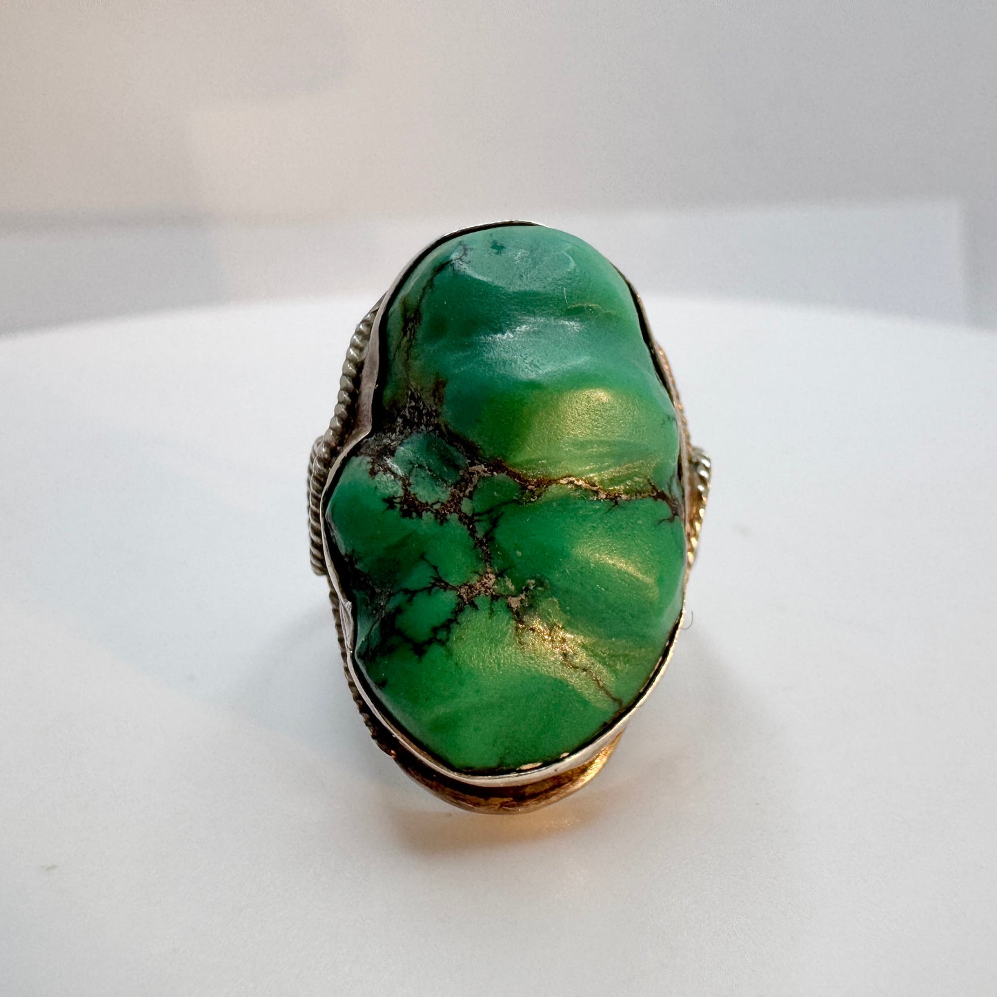 Vintage or Antique Solid Silver Turquoise Ring. Prob. the USA.