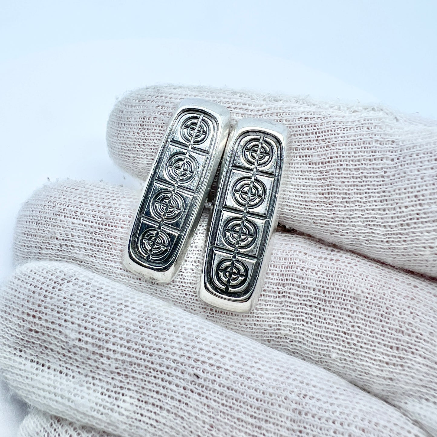 David Andersen, Norway c 1960s Large Vintage Sterling Silver Cufflinks.