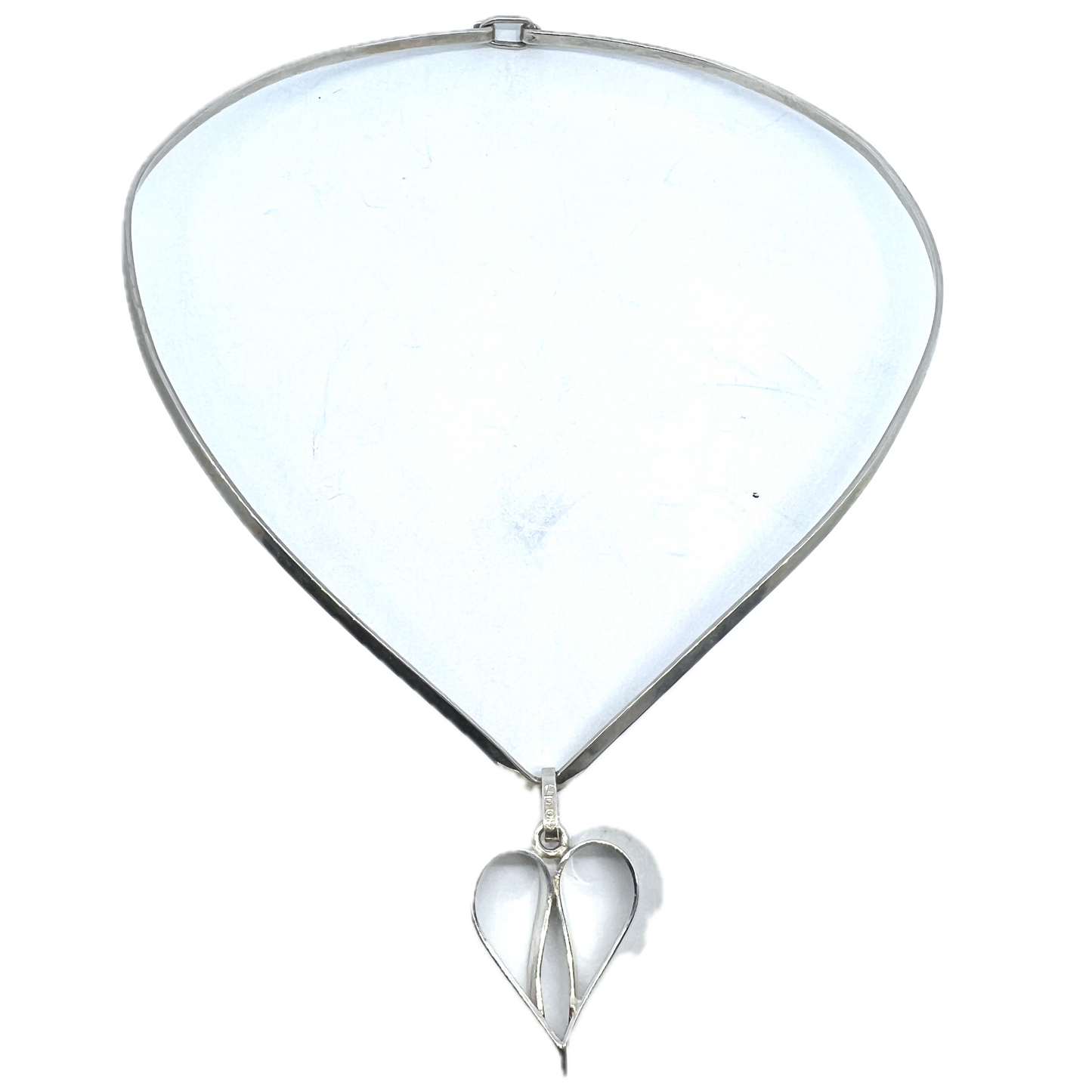 Nordisk Kokusai, Sweden 1977 Vintage Sterling Silver Heart Pendant Necklace.