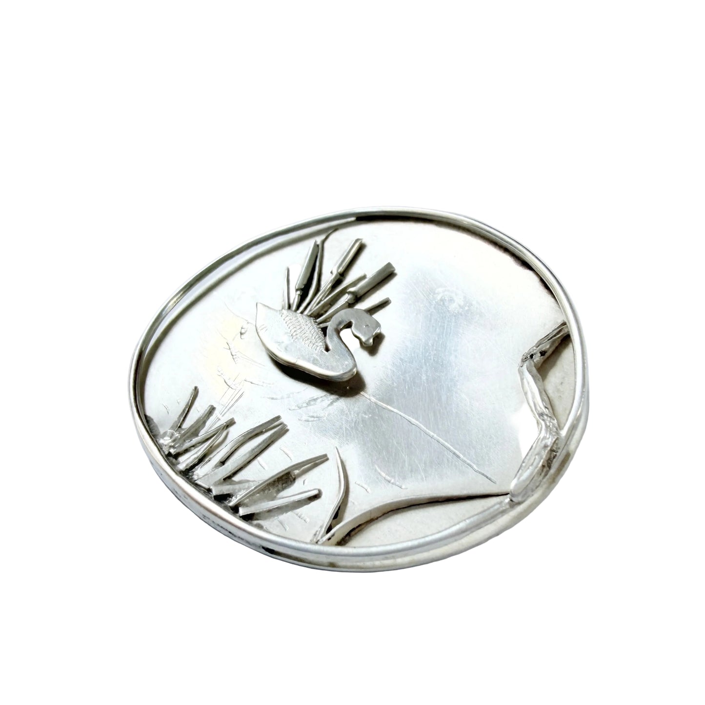 Zahle for Röijersten & Cederwall, Sweden 1952. Vintage Solid Silver 3D Swan Brooch
