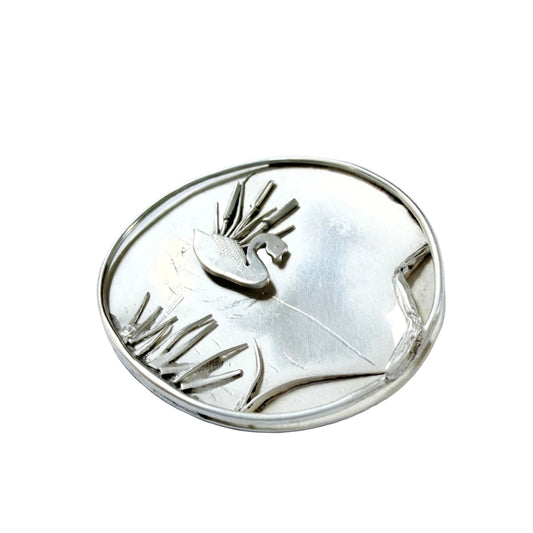 Zahle for Röijersten & Cederwall, Sweden 1952. Vintage Solid Silver 3D Swan Brooch