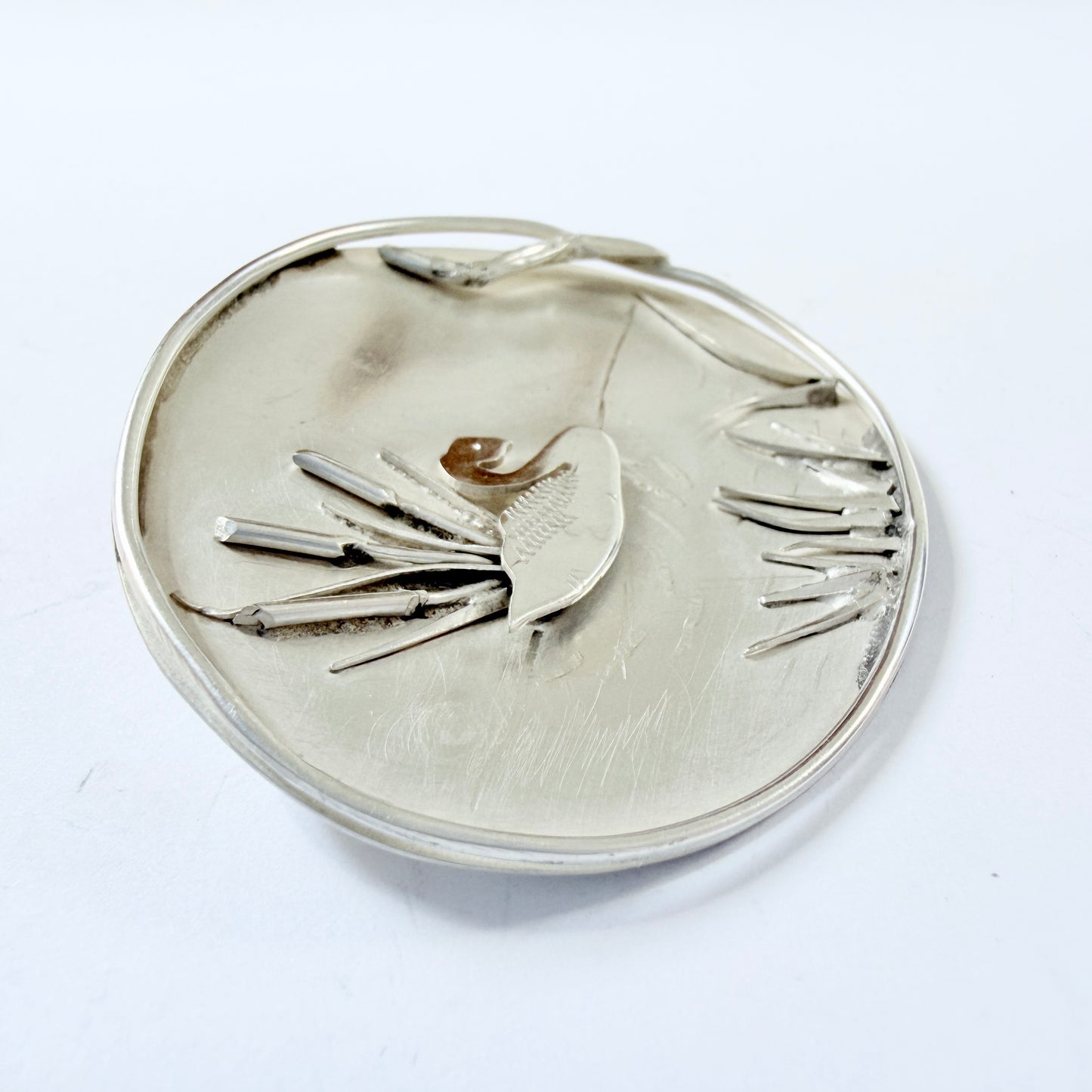 Zahle for Röijersten & Cederwall, Sweden 1952. Vintage Solid Silver 3D Swan Brooch