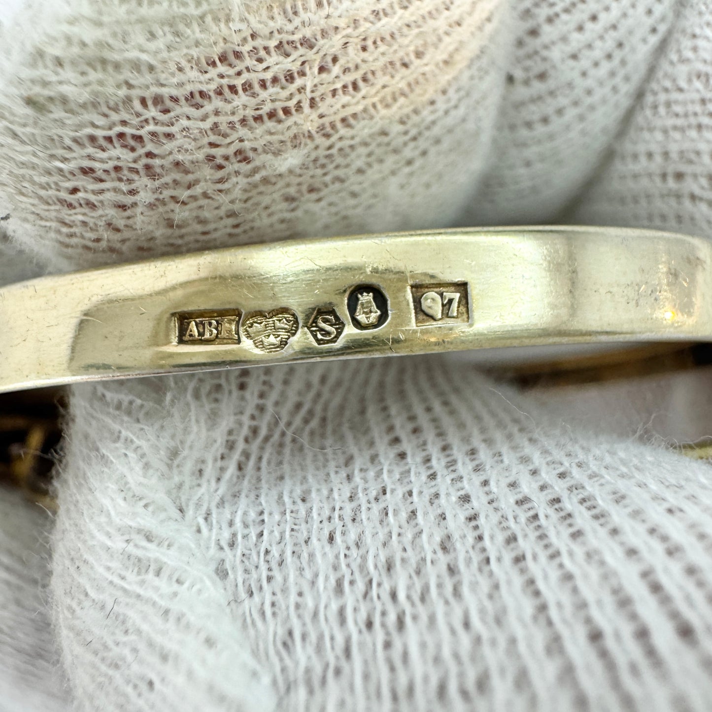 Bernhard Hertz, Sweden 1918. Antique Solid Silver Porcelain Insect Brooch.