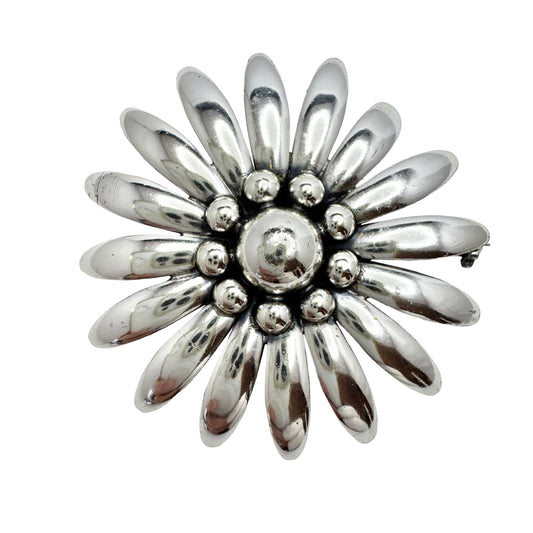 Herman Siersbøl, Denmark 1950-60s. Vintage Sterling Silver Flower Brooch.