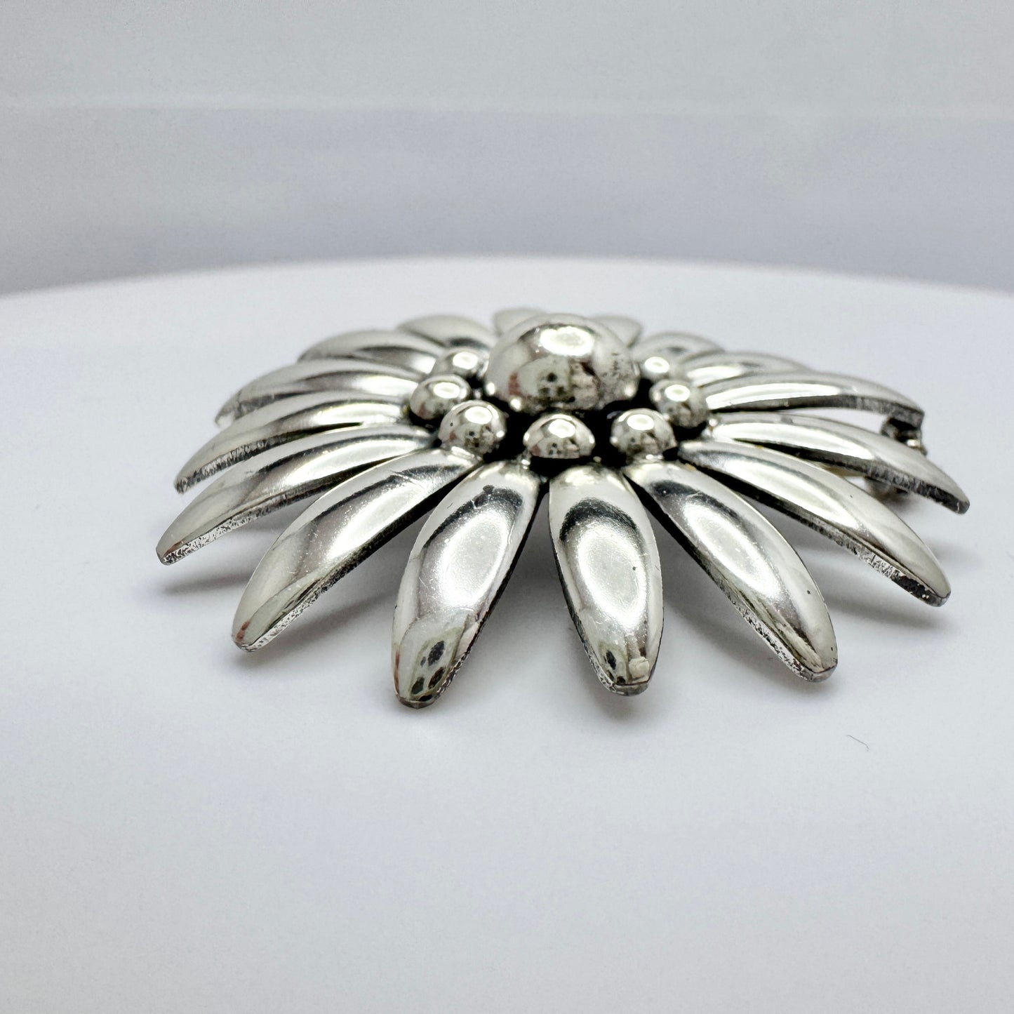 Herman Siersbøl, Denmark 1950-60s. Vintage Sterling Silver Flower Brooch.