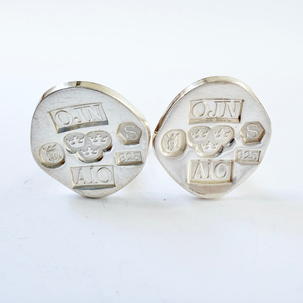 Owe Johansson, Sweden 1975. Vintage Sterling Silver "Swedish Hallmarks" Cufflinks