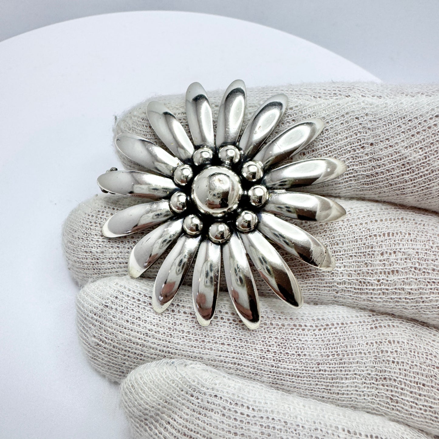 Herman Siersbøl, Denmark 1950-60s. Vintage Sterling Silver Flower Brooch.
