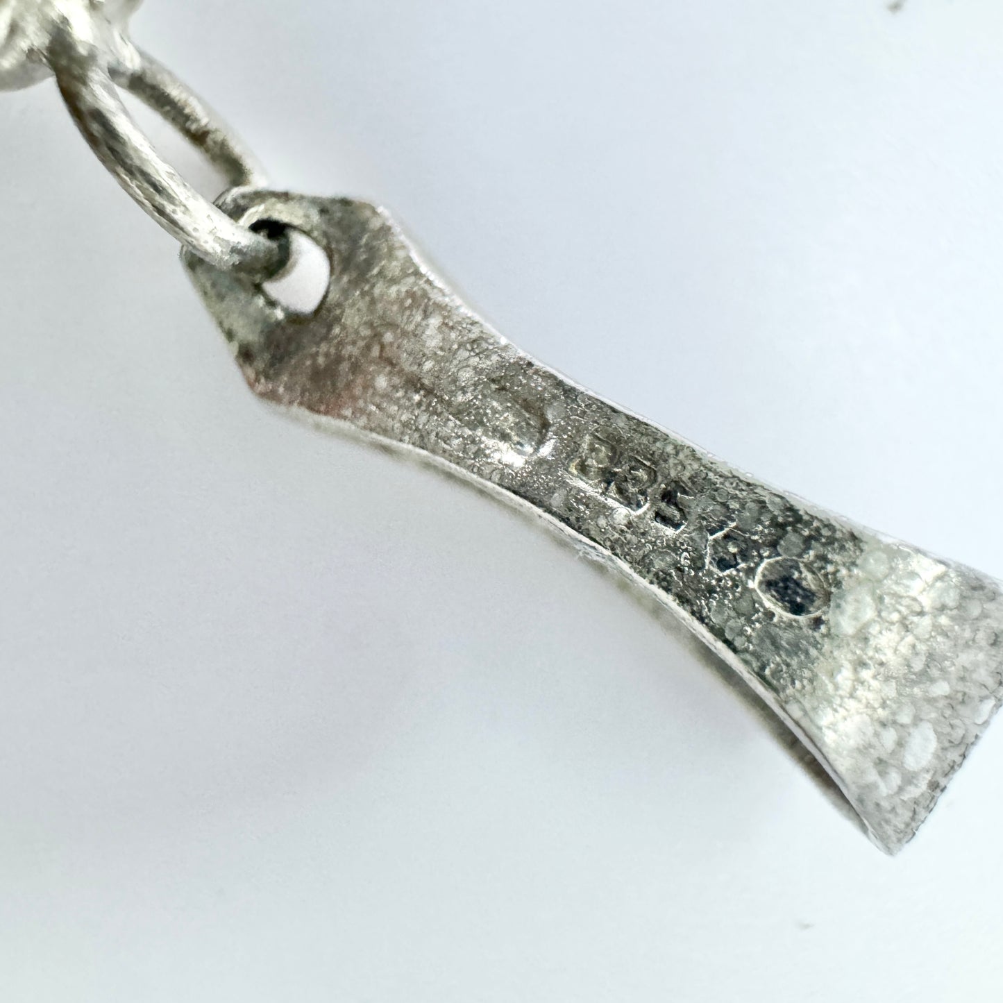 Vintage c 1950s. Large Solid Silver Zodiac Aquarius Pendant.