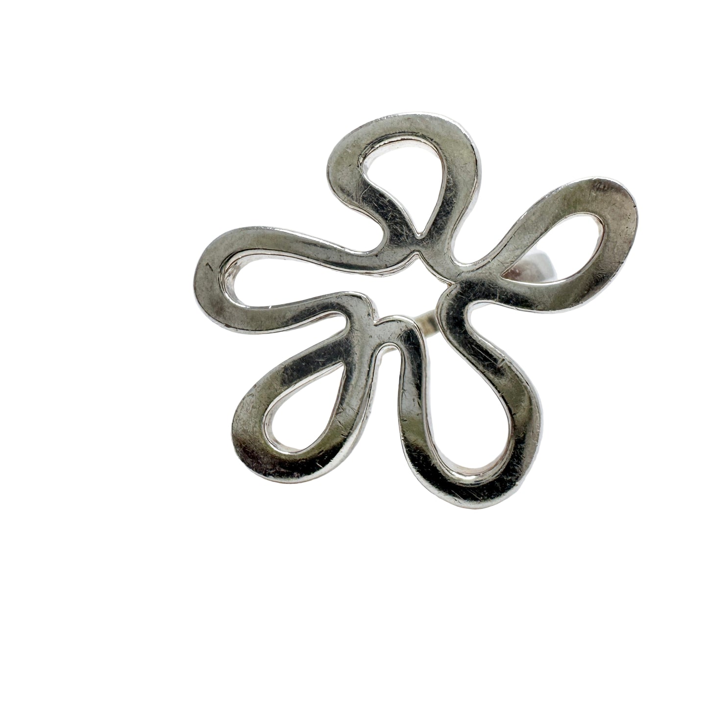Vintage Sterling Silver Large Flower Ring.