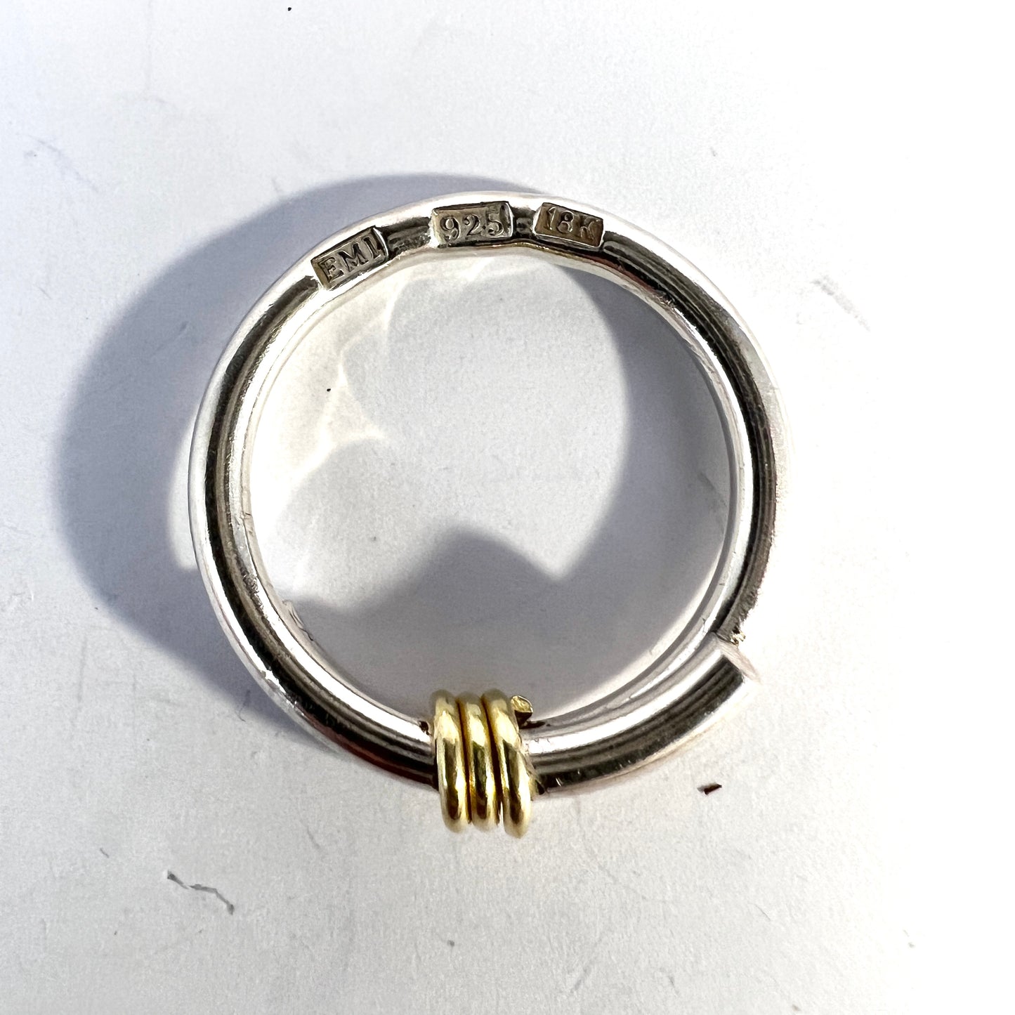 Etsuko Minowa, Sweden. Vintage 18k Gold Sterling Silver Ring.