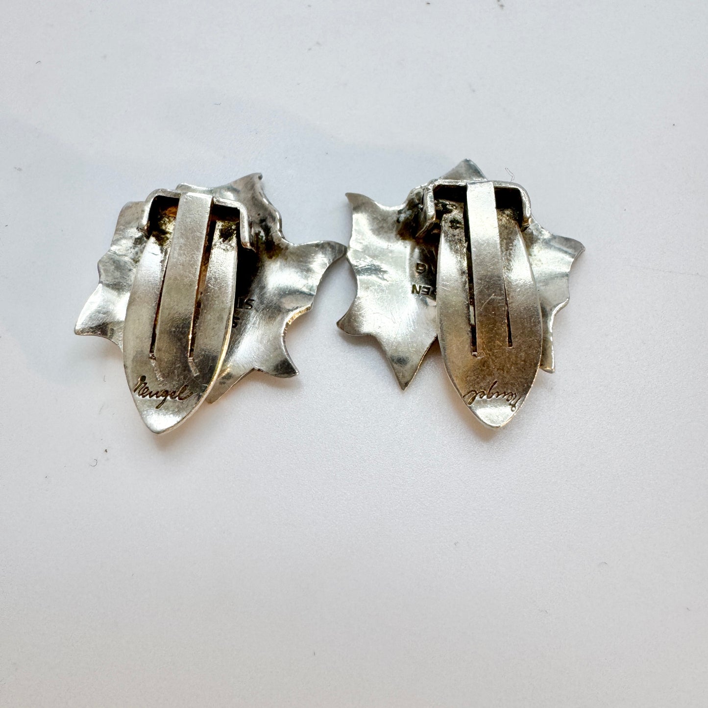 Gertrud Engel for Michelsen, Sweden 1954. Vintage Sterling Silver Earrings. Signed.