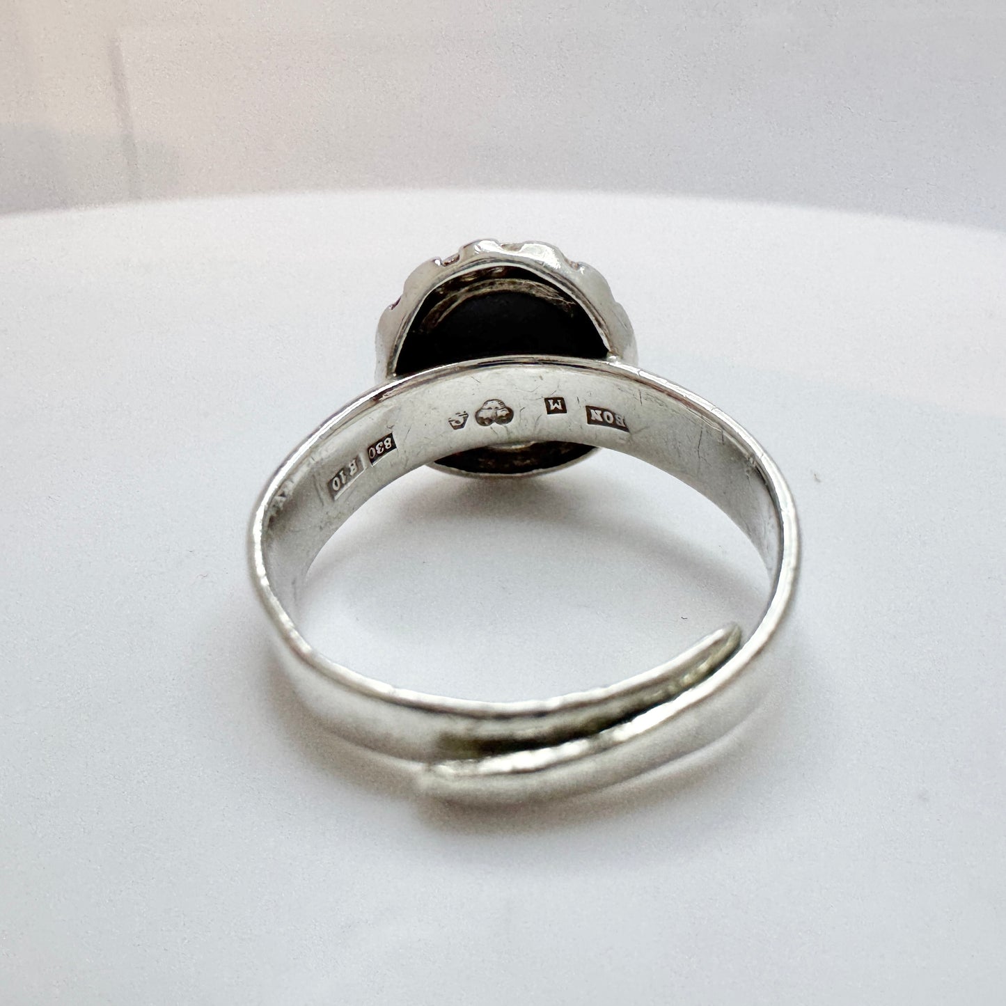 O Nordström, Sweden 1988. Vintage Solid Silver Bergslagen-stone Ring.
