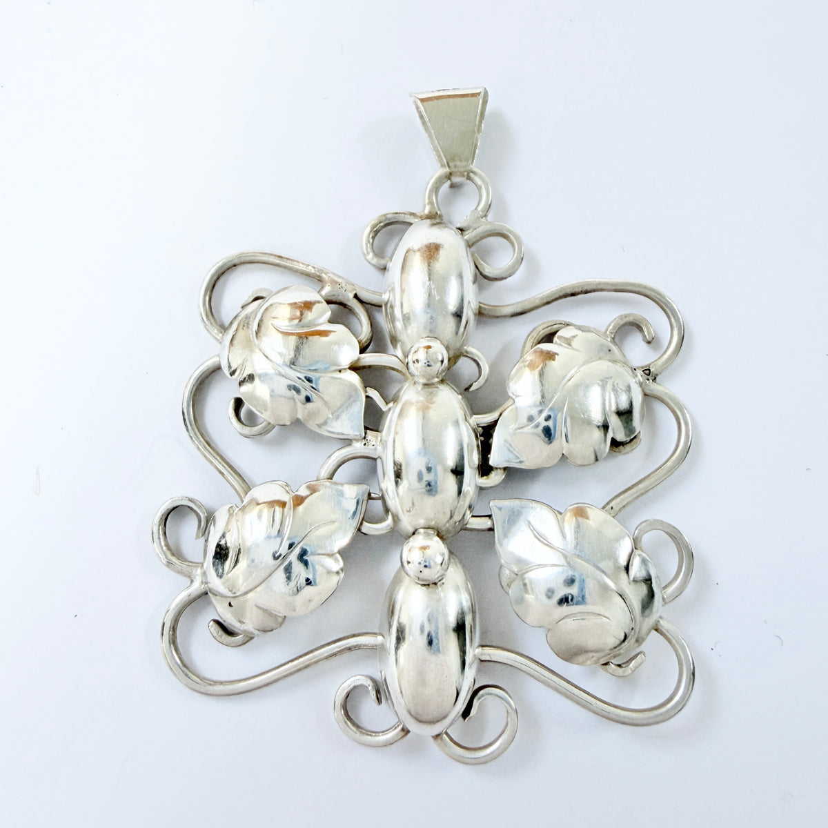 Vintage 1950s Solid Silver Organic Pendant.