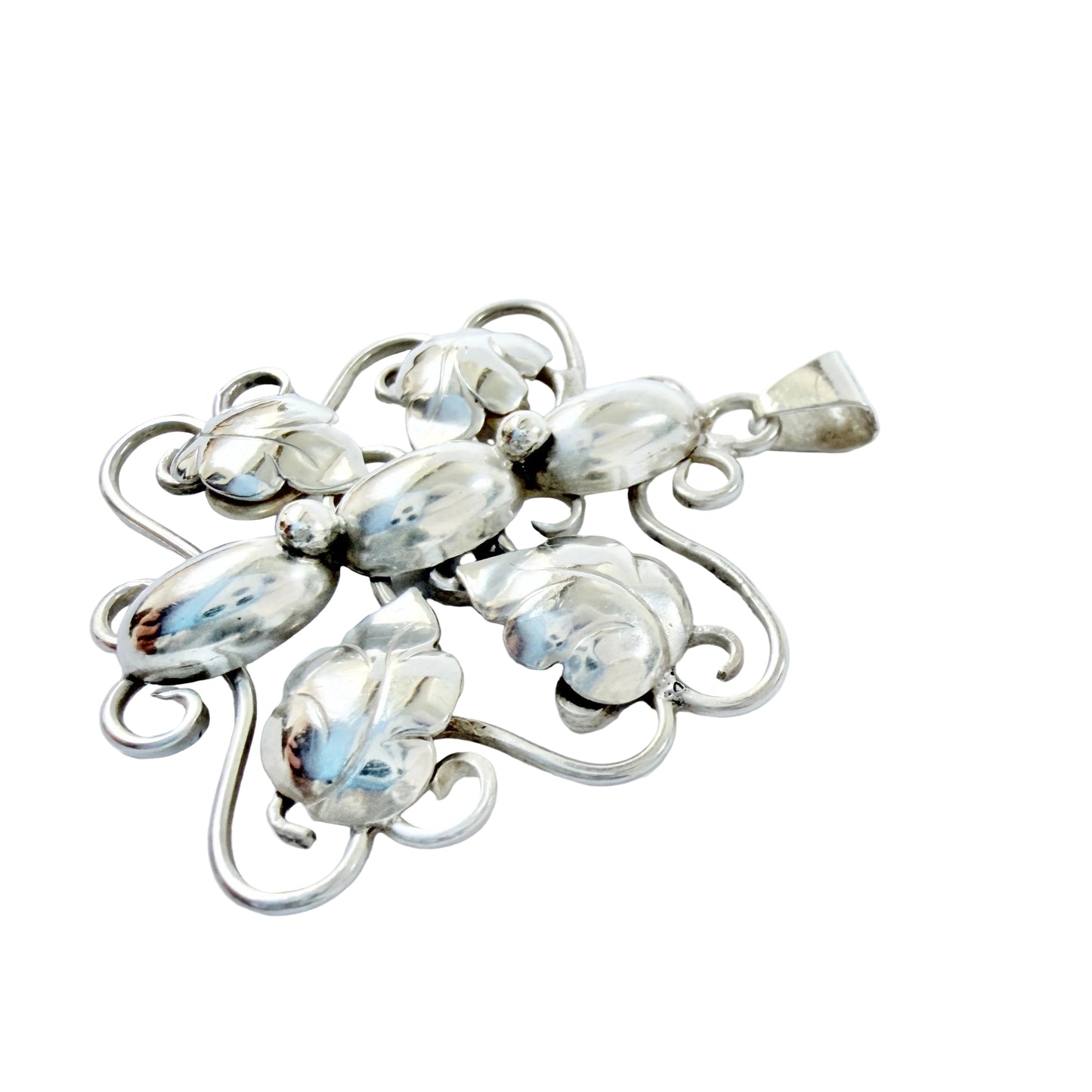 Vintage 1950s Solid Silver Organic Pendant.
