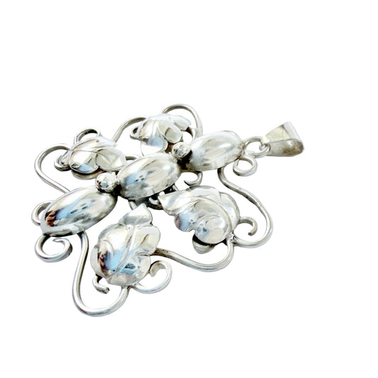 Vintage 1950s Solid Silver Organic Pendant.