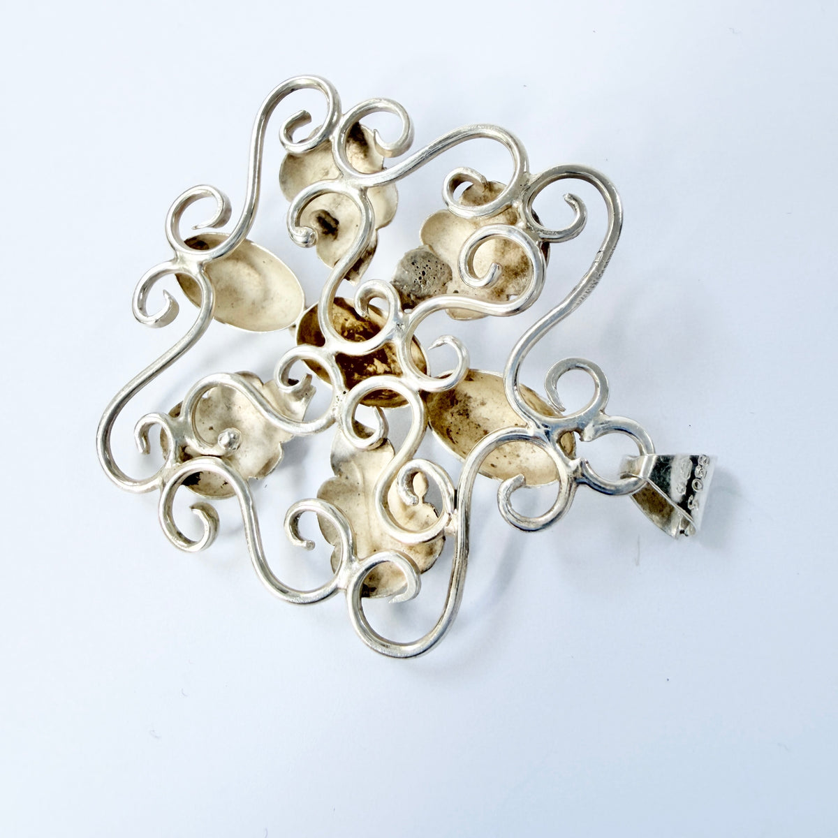 Vintage 1950s Solid Silver Organic Pendant.