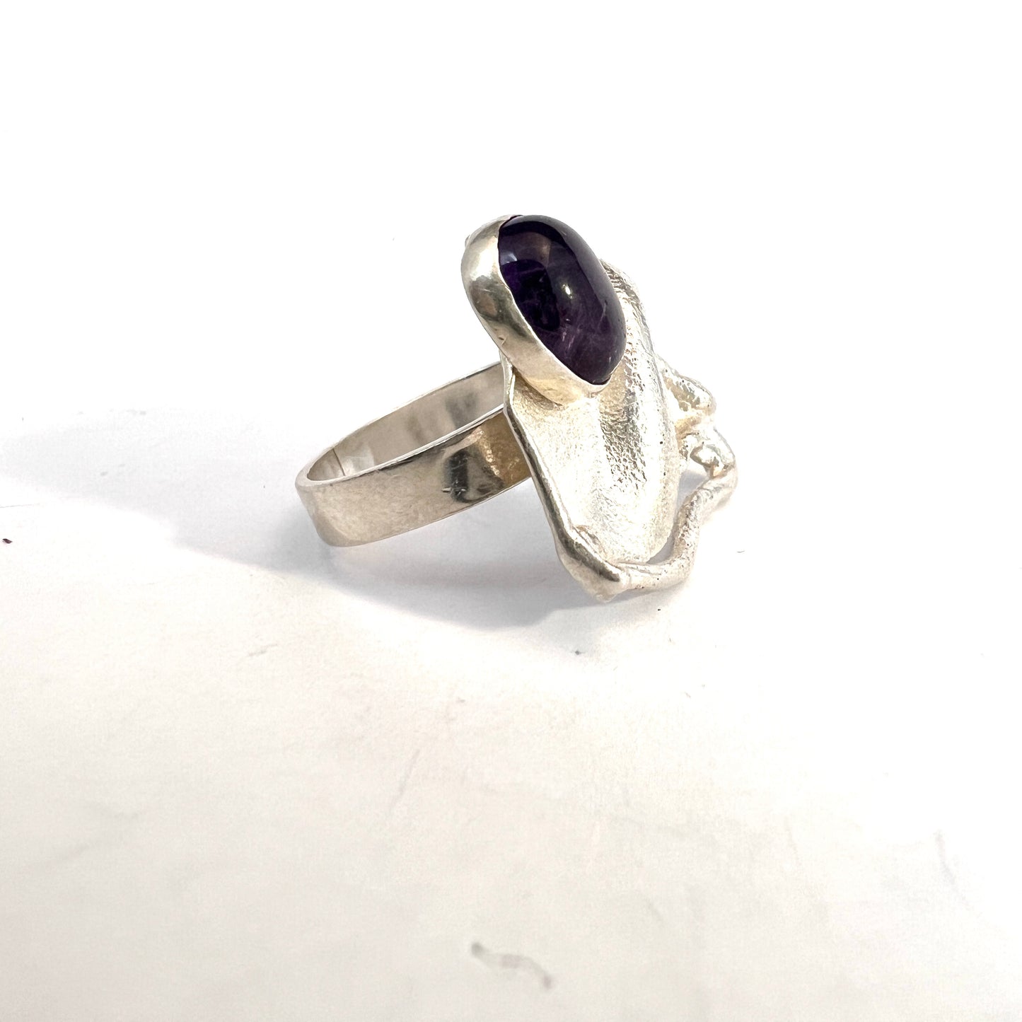 Avi Soffer, Israel Vintage Modernist Sterling Silver Amethyst Ring