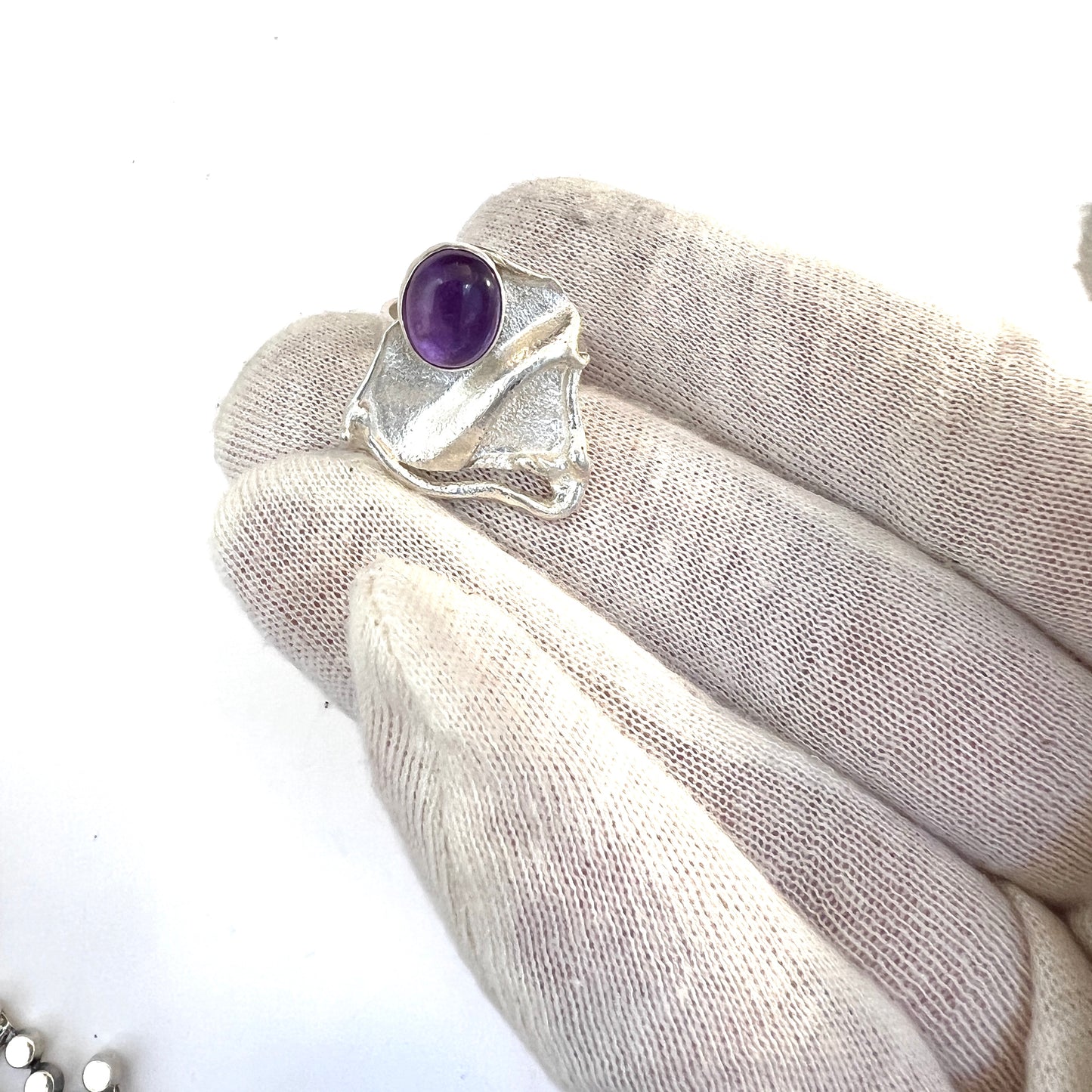 Avi Soffer, Israel Vintage Modernist Sterling Silver Amethyst Ring