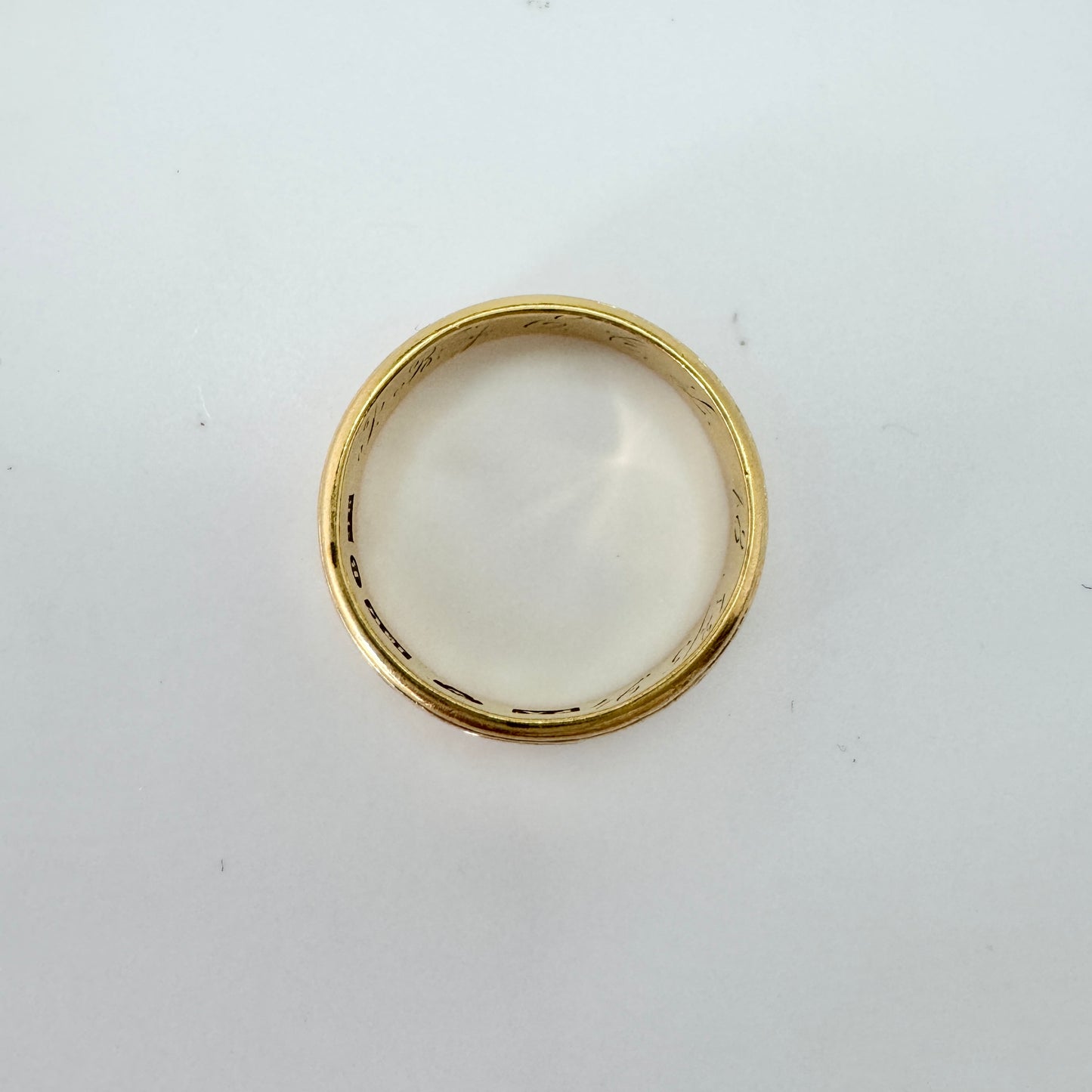 Sweden year 1892. Antique Victorian 18k Gold Wedding Band Ring.