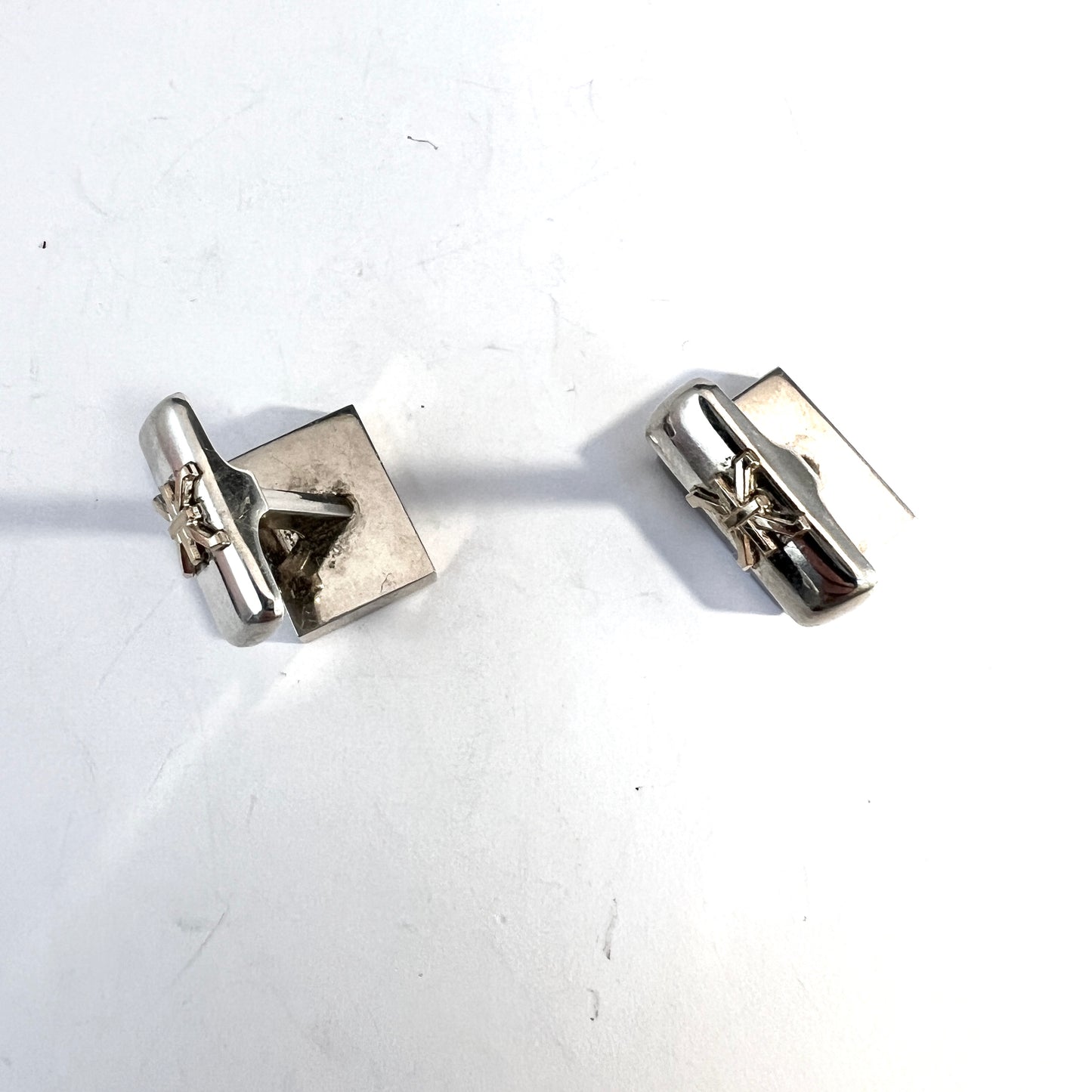 Kupittaan Kulta Finland. Vintage Sterling Silver Spectrolite Cufflinks.