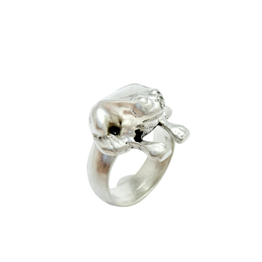 Chunky Vintage Sterling Silver Frog Toad Ring.
