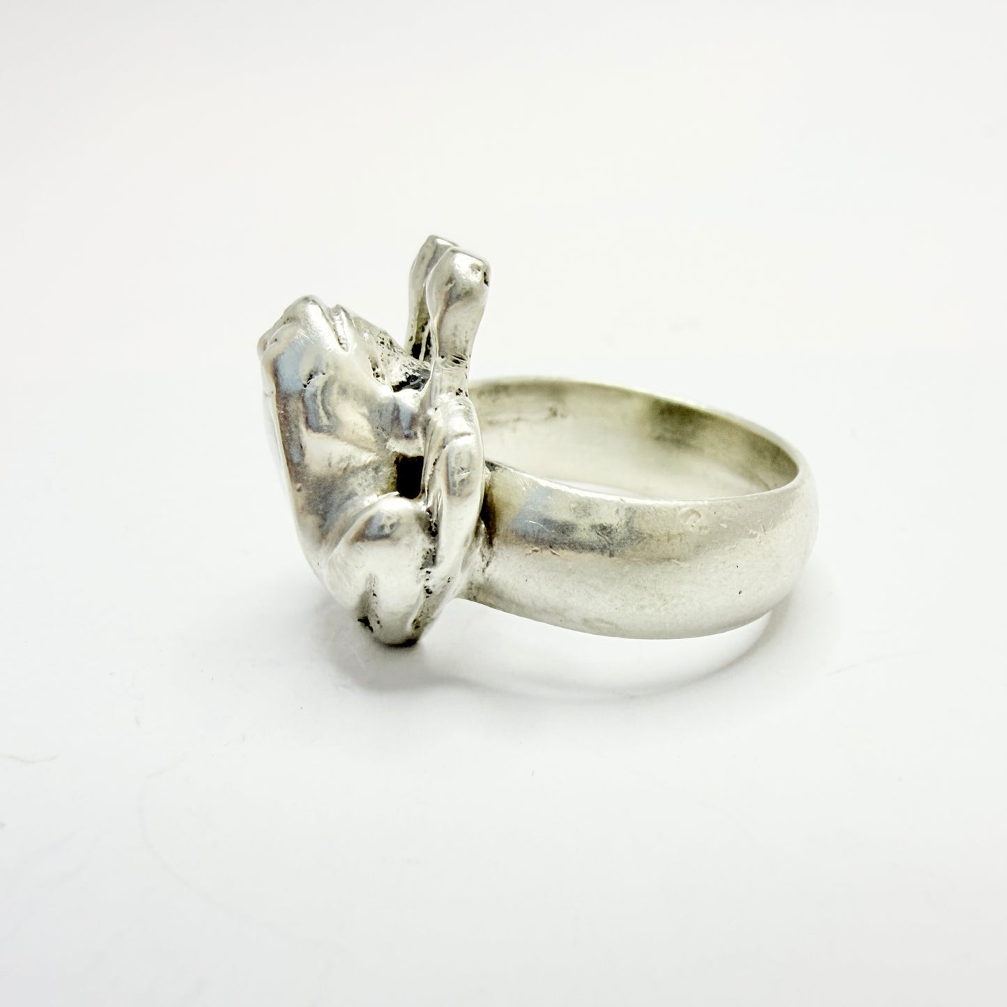 Chunky Vintage Sterling Silver Frog Toad Ring.
