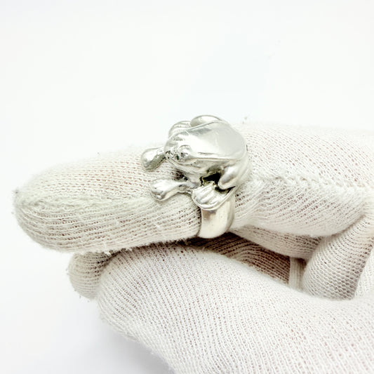 Chunky Vintage Sterling Silver Frog Toad Ring.