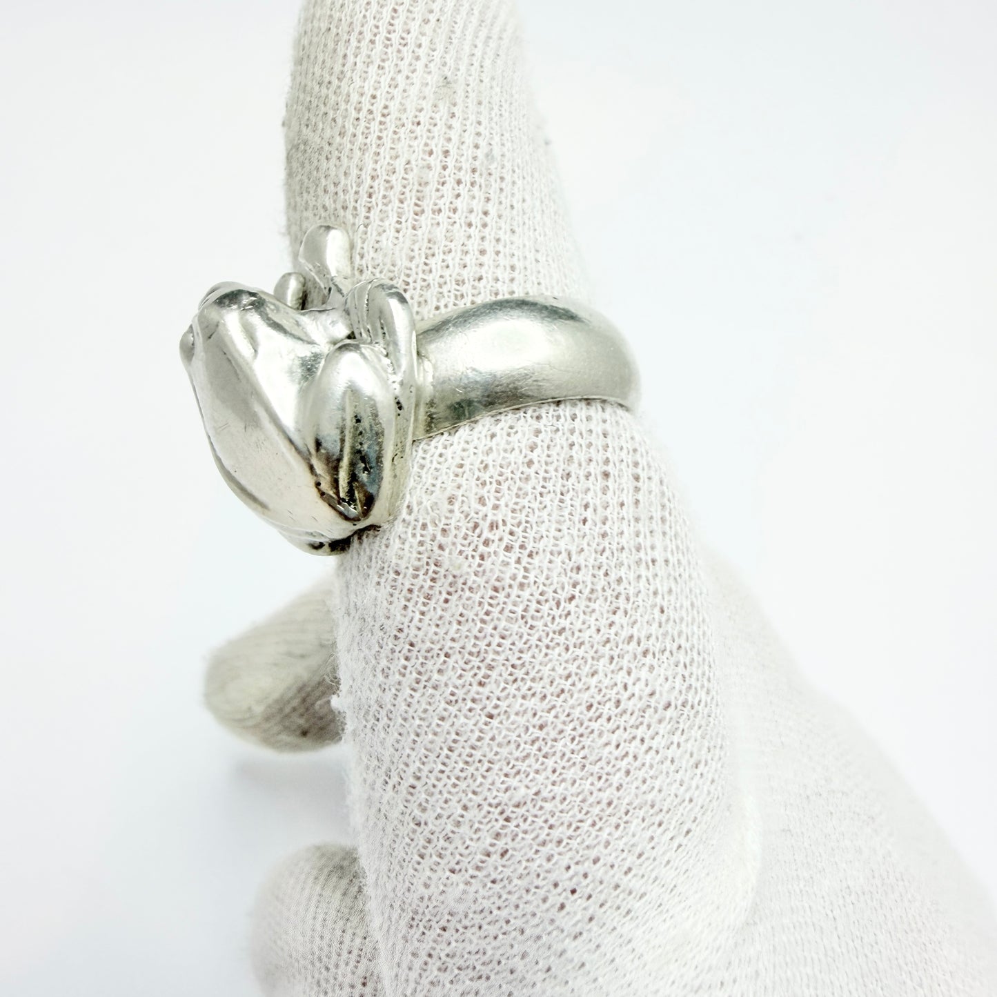 Chunky Vintage Sterling Silver Frog Toad Ring.