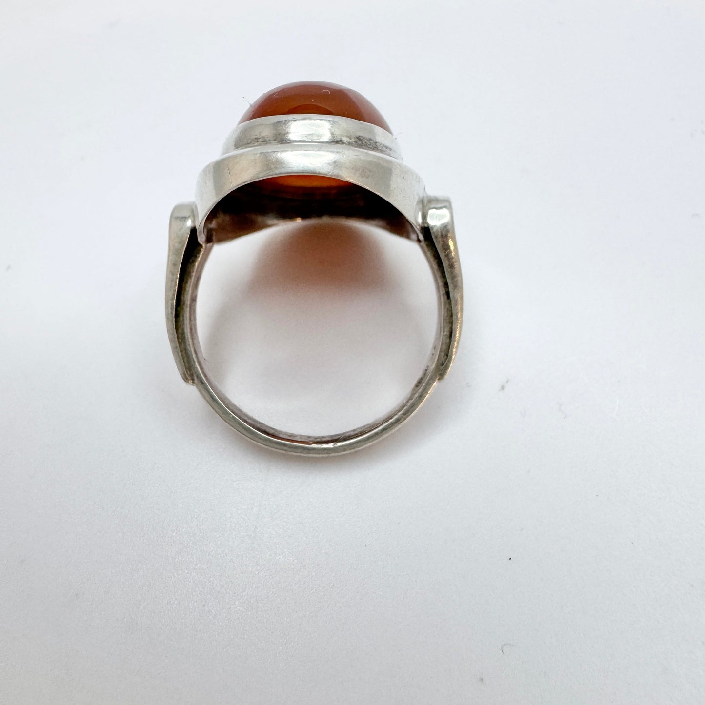 Frey & Co, Germany 1950-60s. Solid Silver Carnelian Ring.