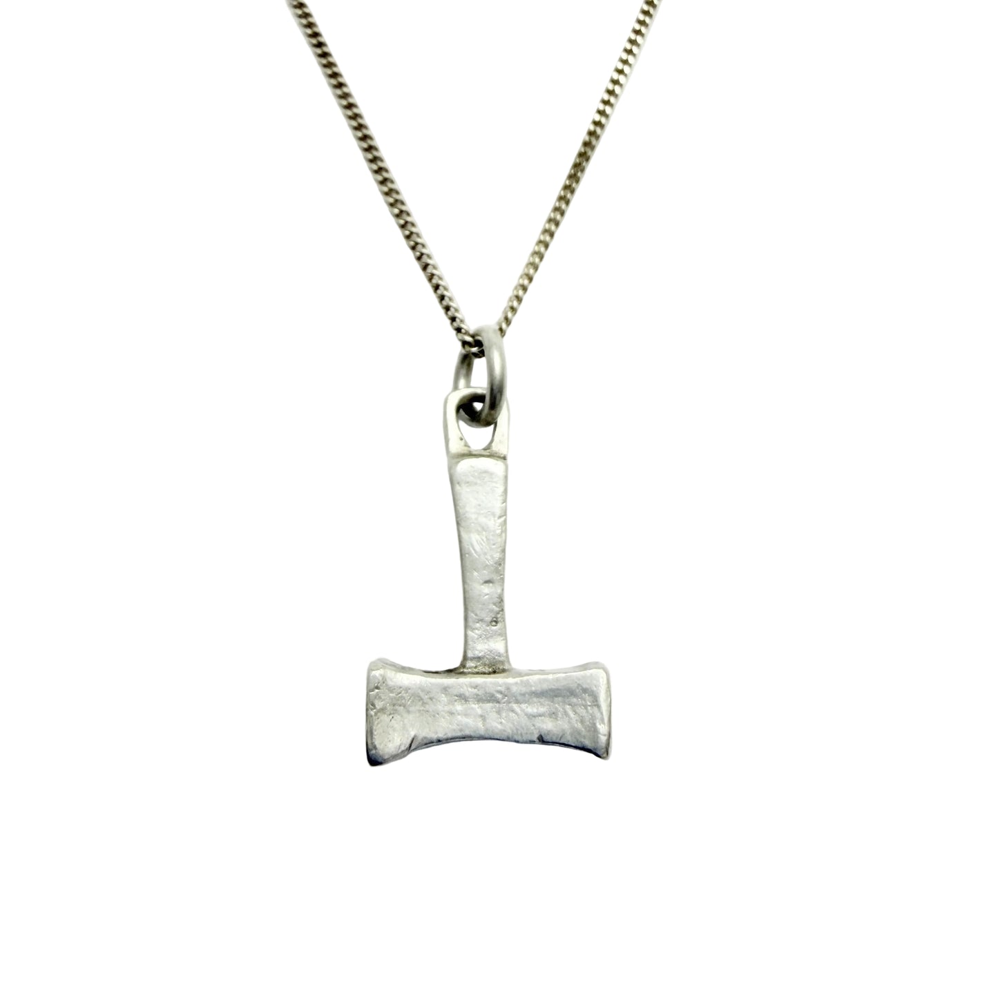 Sweden. Vintage Sterling Silver Thor's Hammer Viking Copy Pendant Necklace