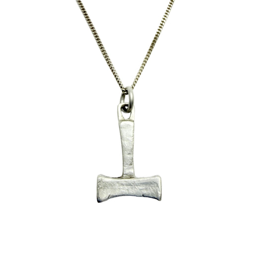 Sweden. Vintage Sterling Silver Thor's Hammer Viking Copy Pendant Necklace